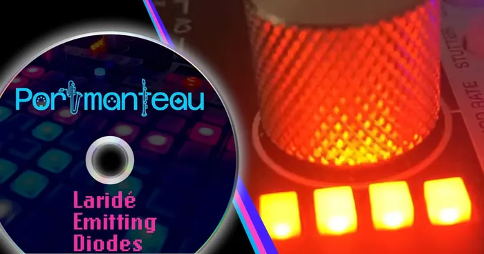 A render of Portmantea's CD Laridé Emitting Diodes beside some glowing orange LEDs from a Deluge.